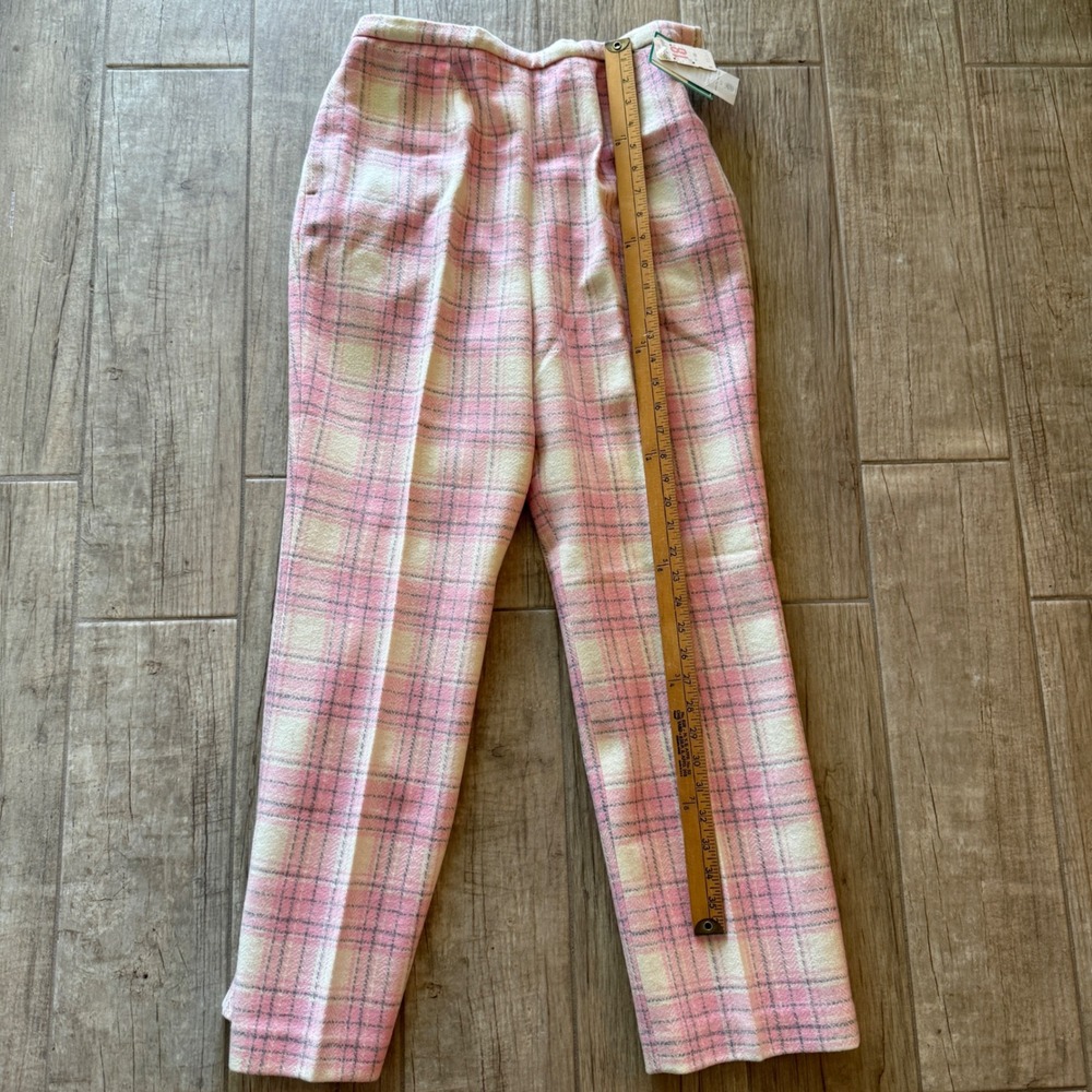 Vintage Sears Pink Plaid Wool Blend Pants NWT Deadstock 18 Typical Union Made